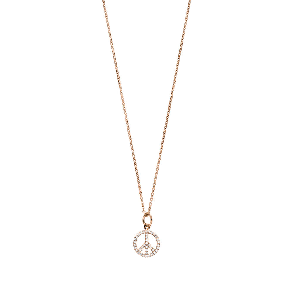 Halskette Peace mit Zirkonia, 18 Karat Rosegold vergoldet