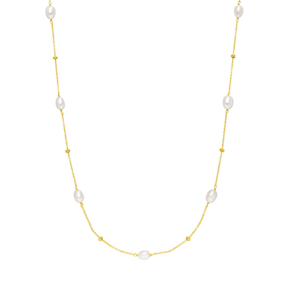 Halskette Perlen Basic, 18 K Gelbgold vergoldet