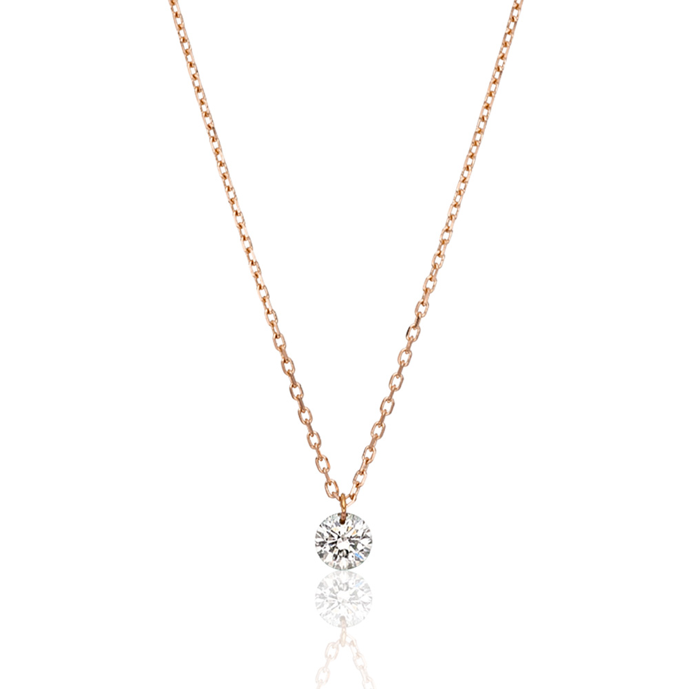 Halskette Pure Diamant 18 K Rosegold Leaf Jewelry