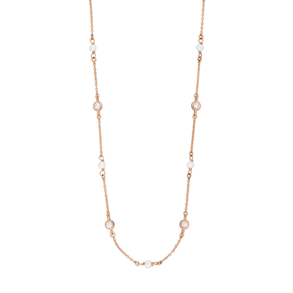 Halskette Pure mit Swasserzuchtperlen, 18 Karat Rosegold vergoldet