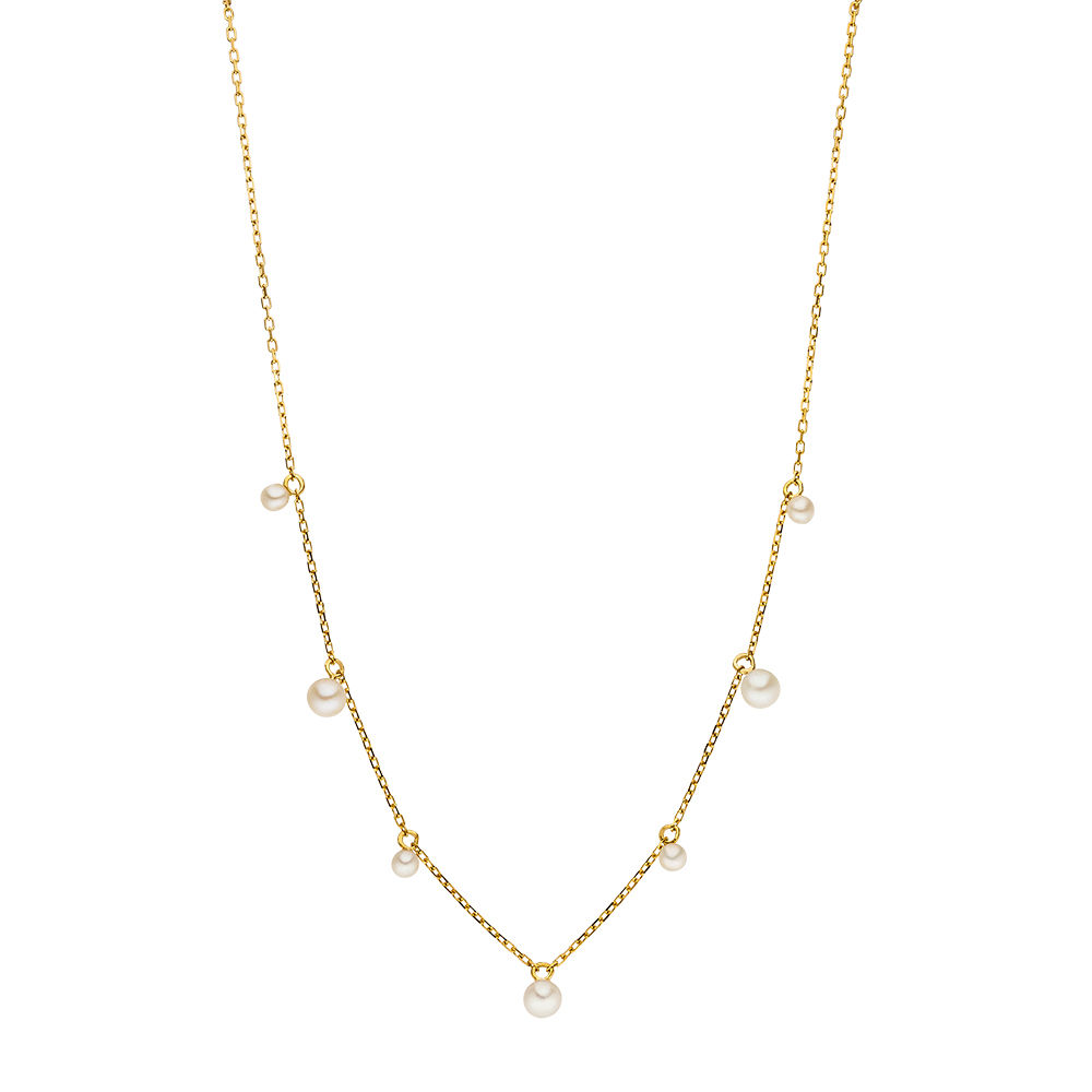 Halskette Rain Drop, 18 Karat Gelbgold vergoldet, Perle