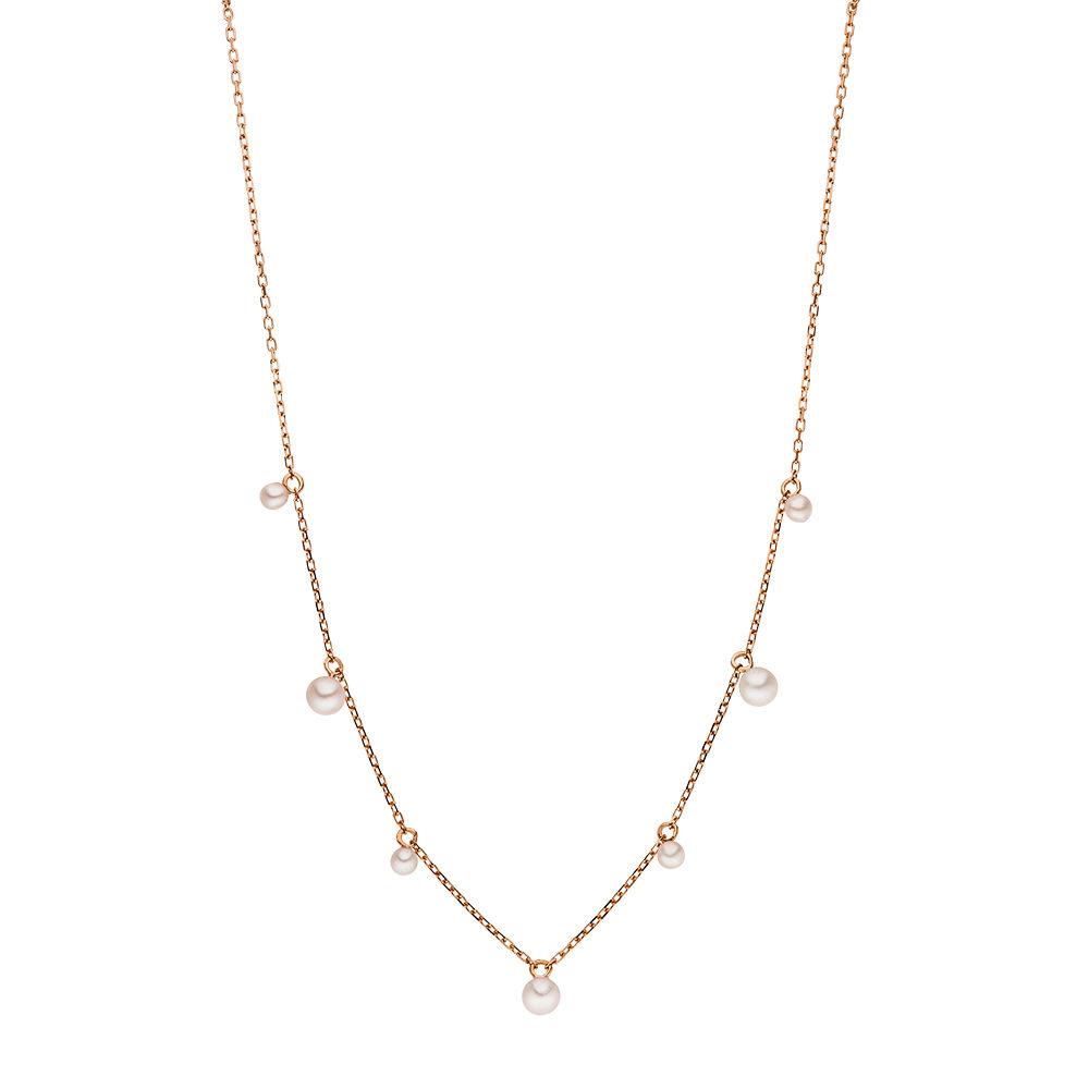 Halskette Rain Drop, 18 Karat Rosegold vergoldet, Perle