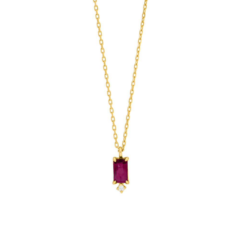 Halskette Rhodolith SQUARE, 14 Karat Gelbgold