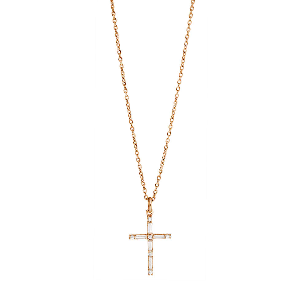 Halskette SPARKLE CROSS, 18 Karat Rosegold vergoldet