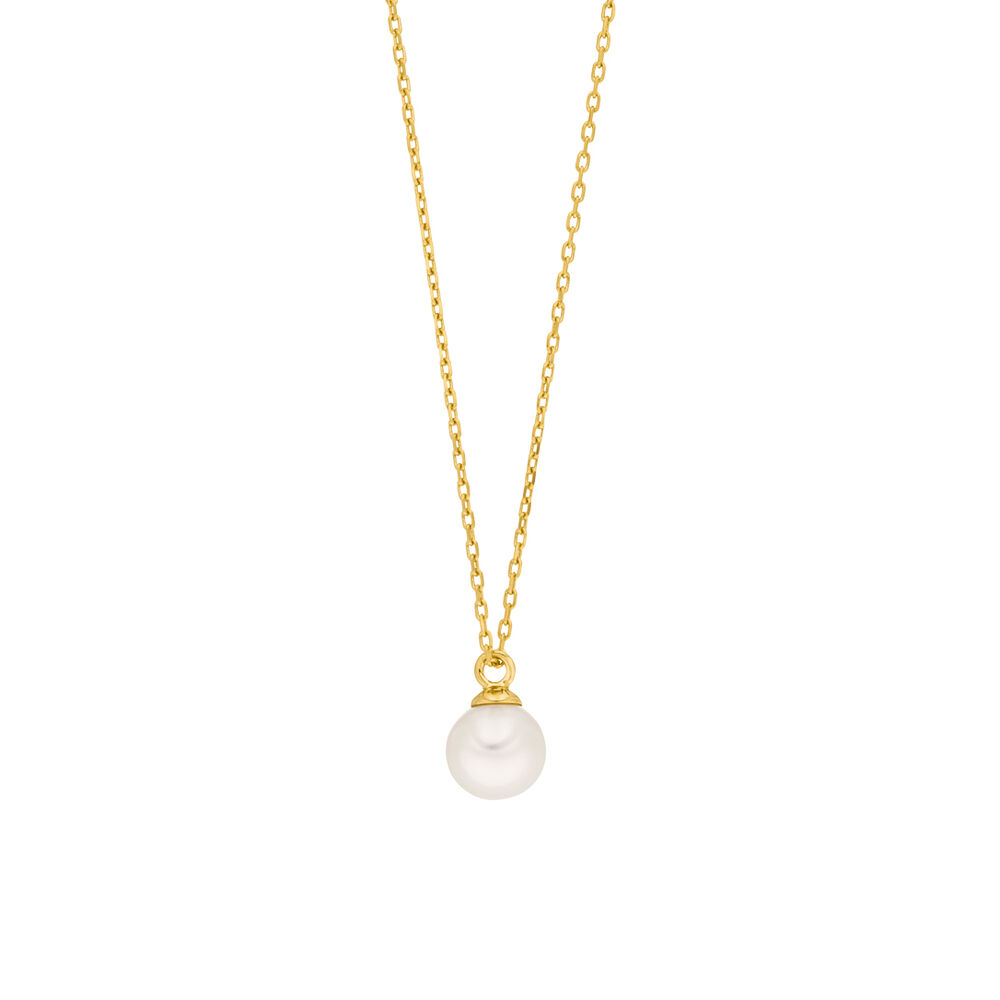 Halskette Single Pearl, 14 Karat Gelbgold