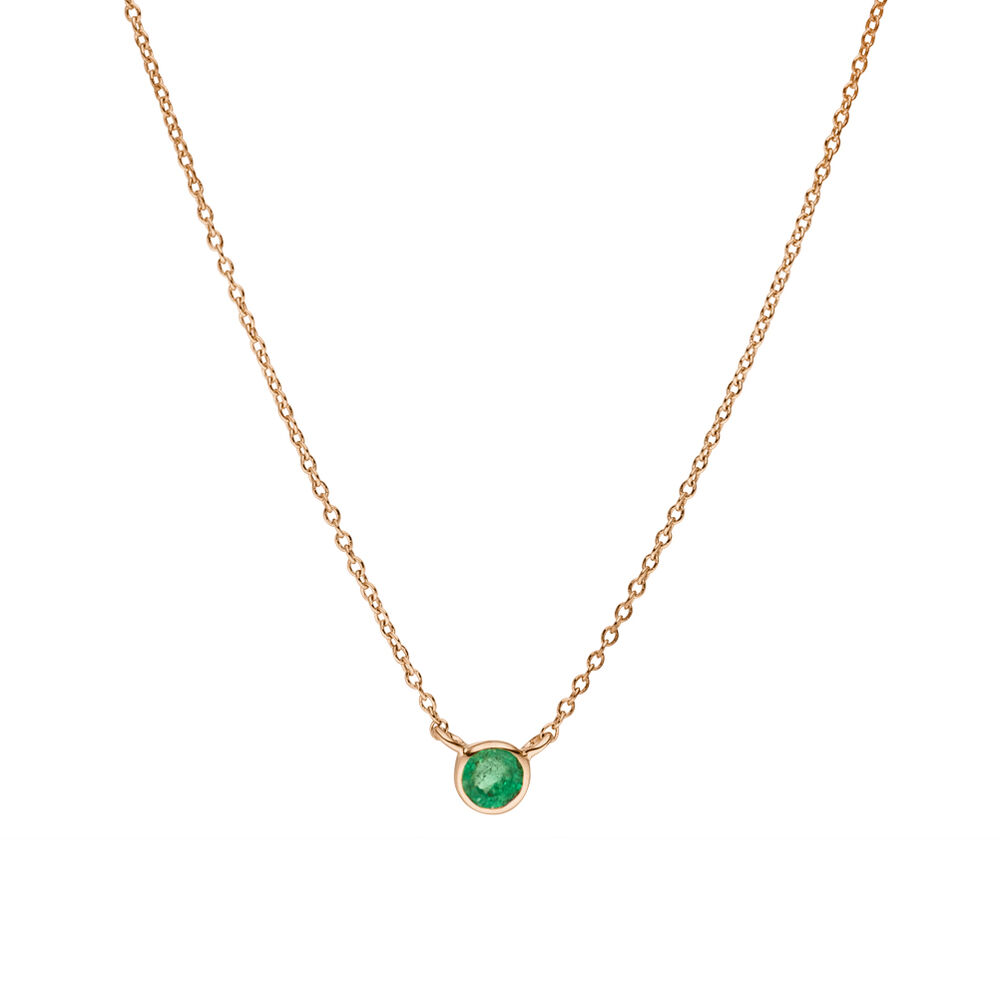 Halskette Smaragd, 14 Karat Rosegold