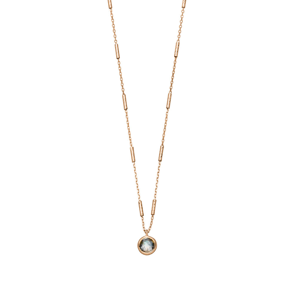 Halskette Solitr, Labradorit, 18 K Rosegold vergoldet