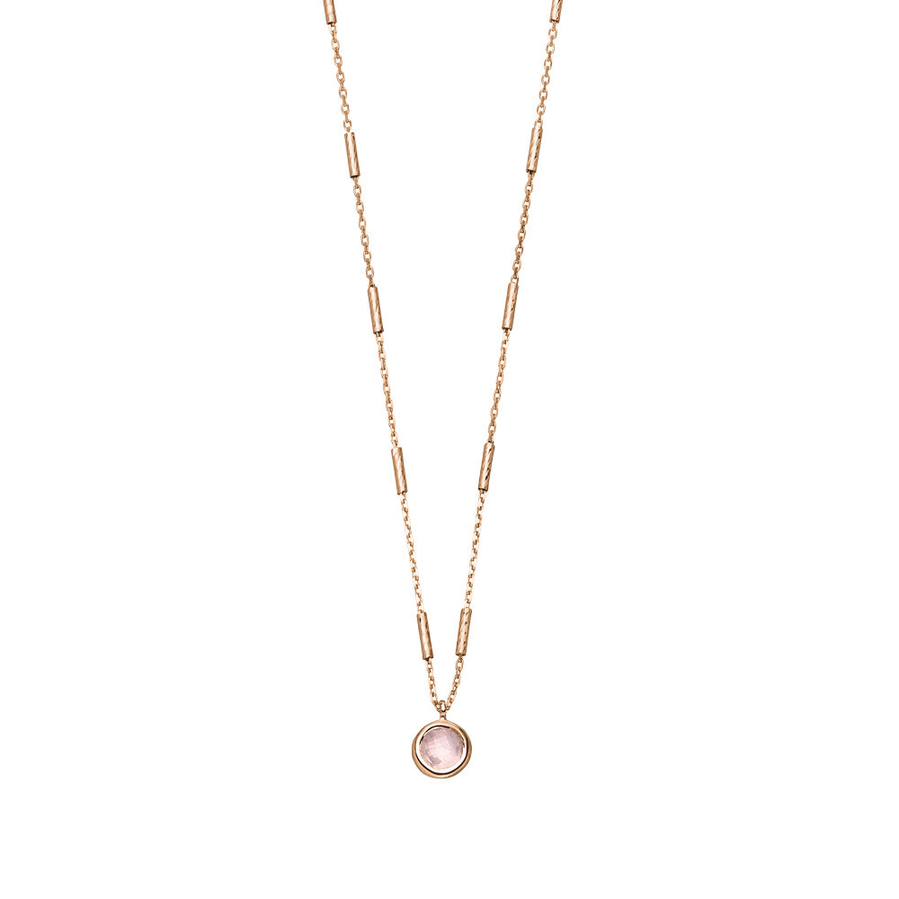 Halskette Solitr, Rosenquarz, 18 K Rosegold vergoldet