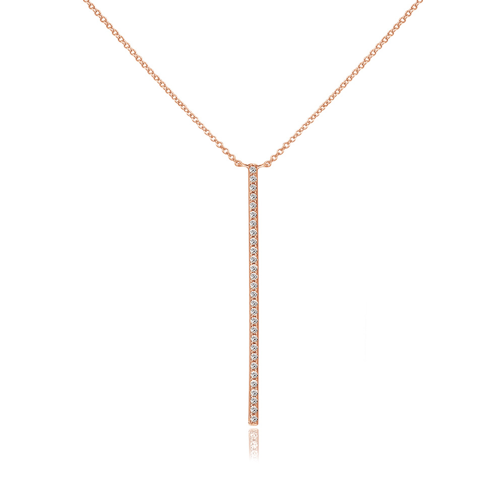 Halskette Bar Diamanten, 18 Karat Rosegold
