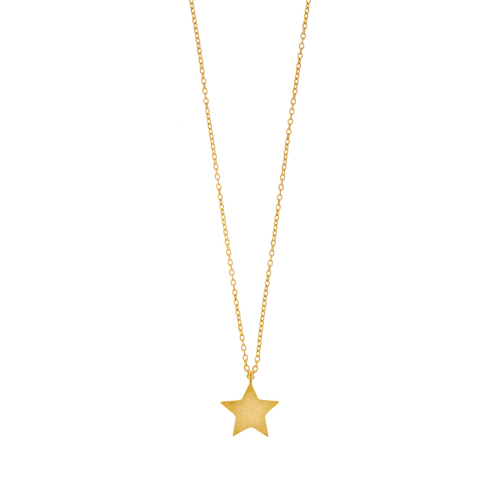 Halskette Star-Disc, matt, Gelbgold vergoldet