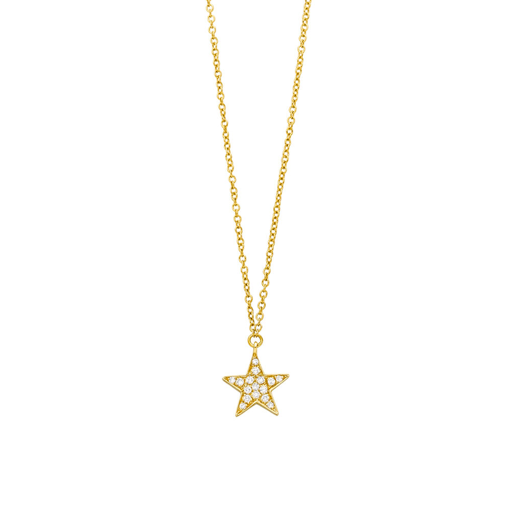 Halskette Stern mit Diamanten, 18 Karat Gelbgold