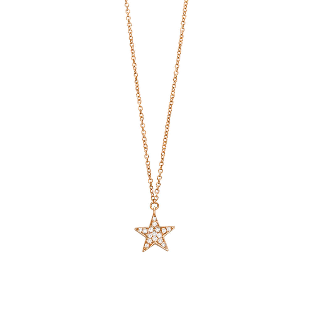 Halskette Stern mit Diamanten, 18 Karat Rosegold