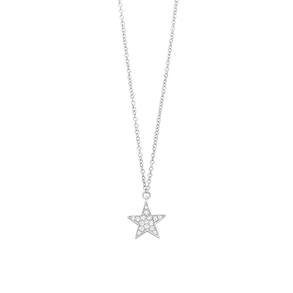 Halskette Stern mit Diamanten, 18 Karat Wei�gold