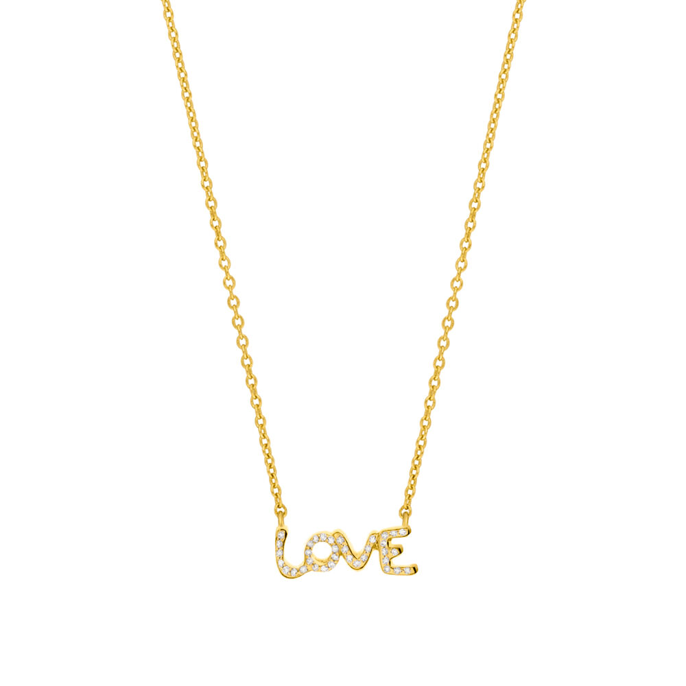 Halskette TINY LOVE mit Diamanten, 14 Karat Gelbgold