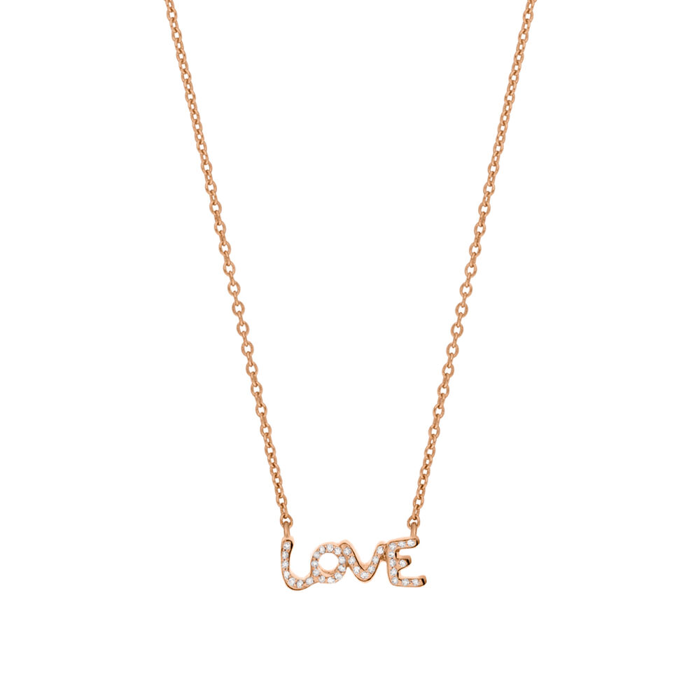 Halskette TINY LOVE mit Diamanten, 14 Karat Rosegold