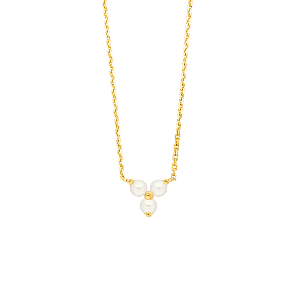 Halskette Three Pearls, 18 Karat Gelbgold vergoldet