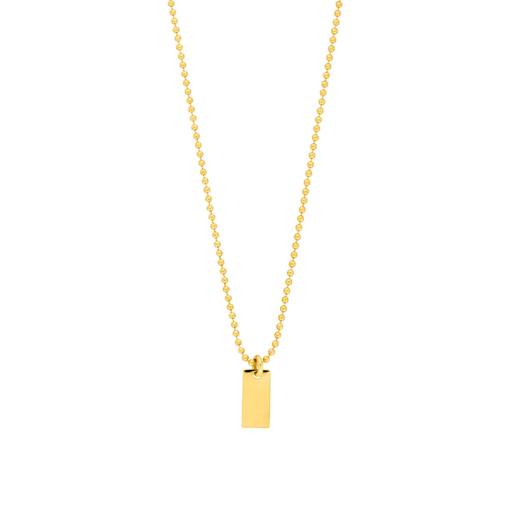 Halskette Tiny Dog Tag, 14 K Gelbgold