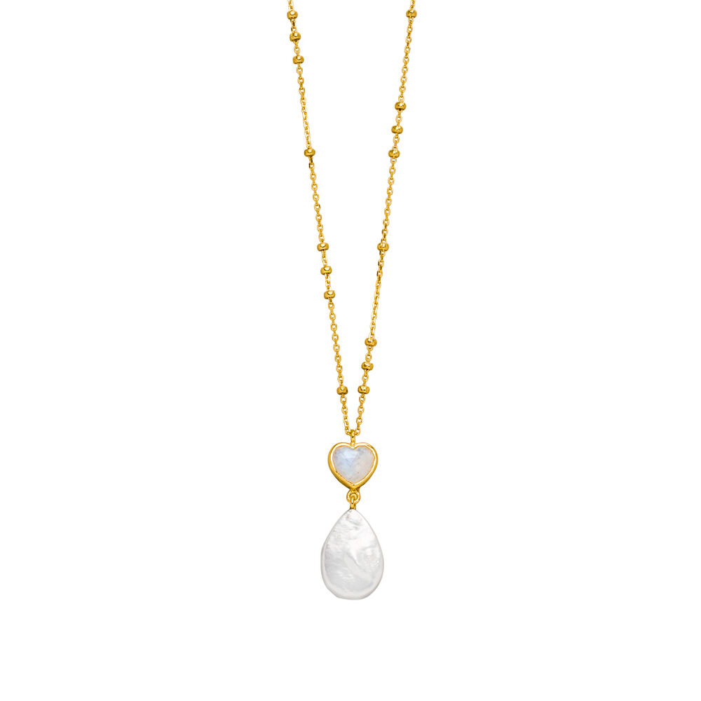 Halskette VALENTINE PEARLS, Mondstein, 18 Karat Gelbgold vergoldet