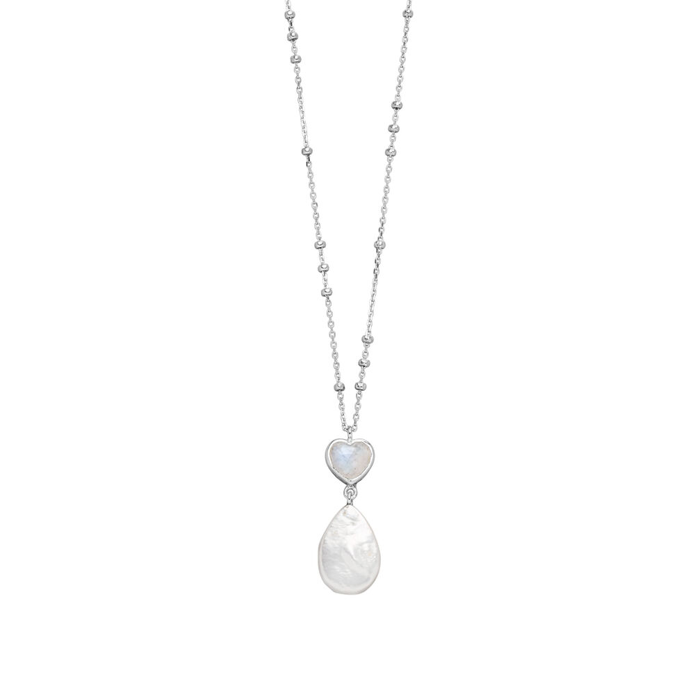 Halskette VALENTINE PEARLS, Mondstein, 925 Sterlingsilber