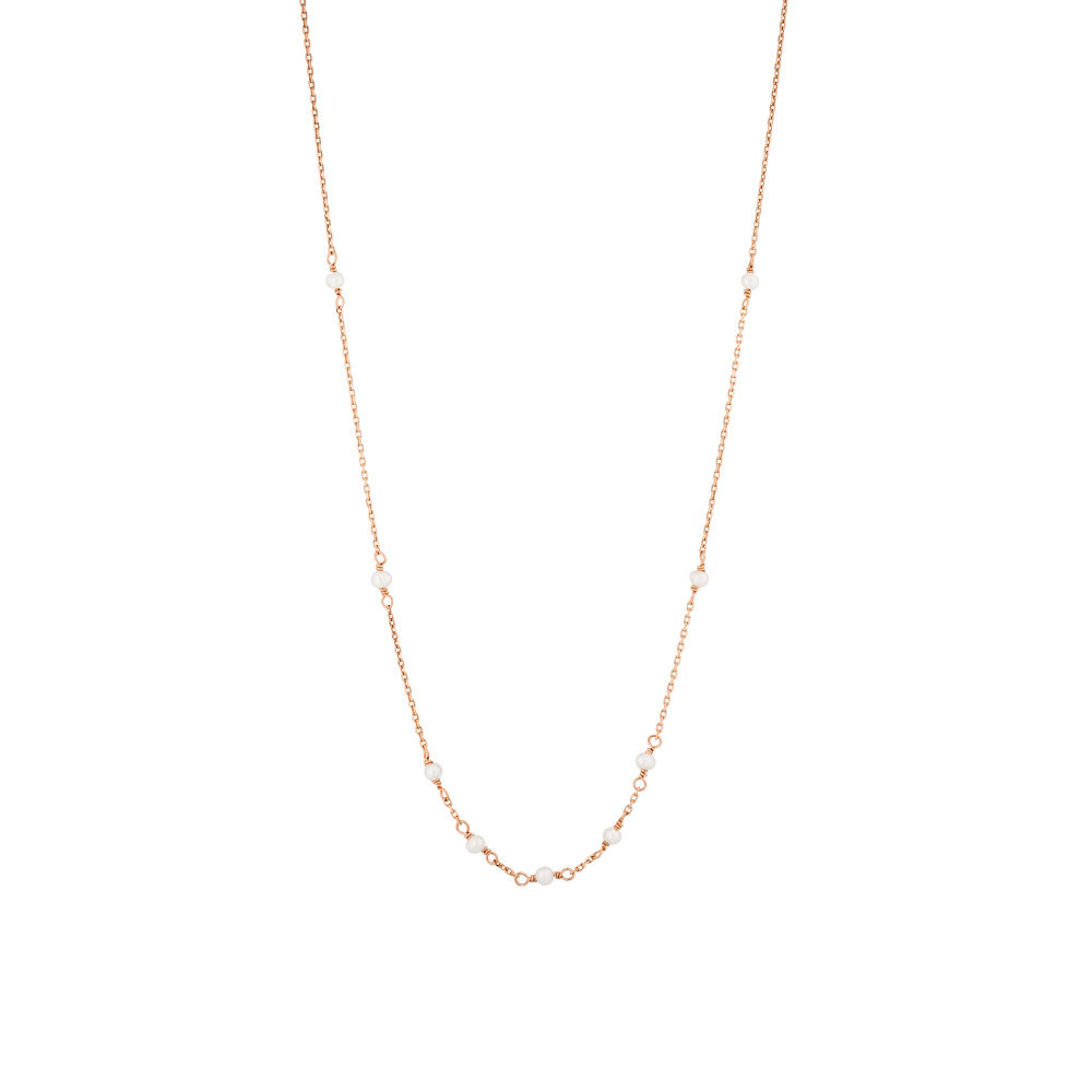 Halskette White Pearls, 14 K Rosegold