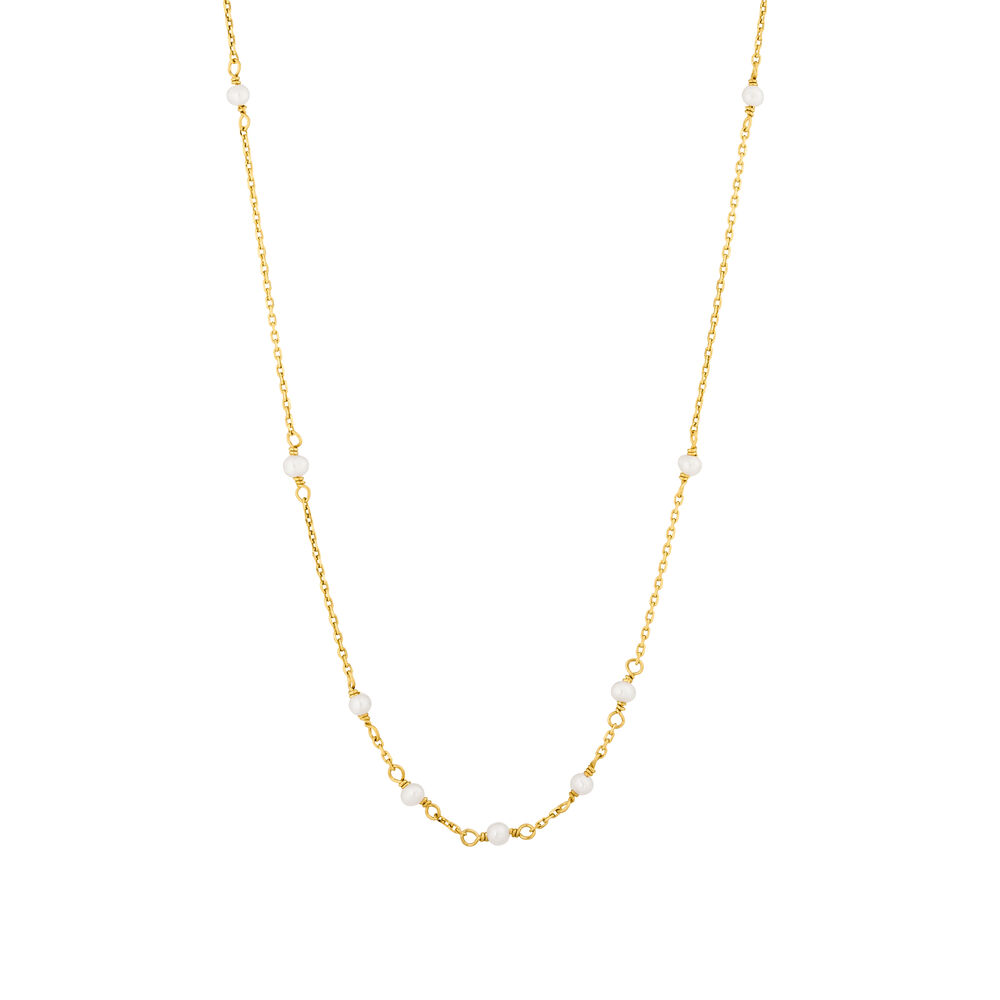 Halskette White Pearls, 14 Karat Gelbgold