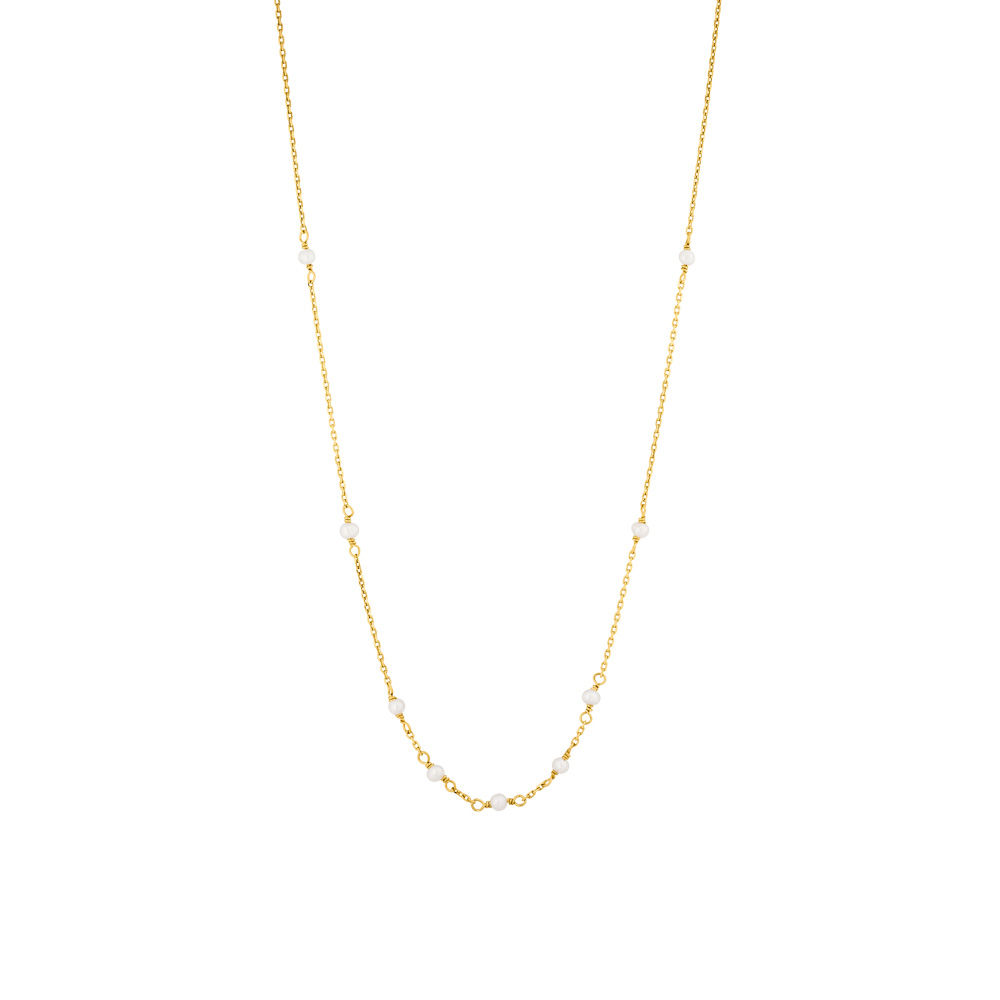 Halskette White Pearls, 14 Karat Gelbgold