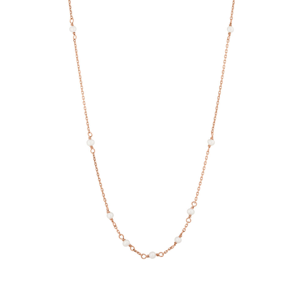 Halskette White Pearls, 14 Karat Rosegold