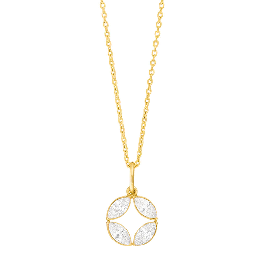 Halskette Zirkonia Flower, 18 Karat Gellbgold vergoldet