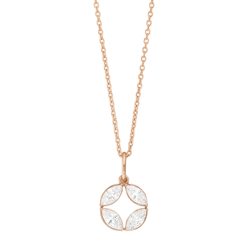 Halskette Zirkonia Flower, 18 Karat Rosegold vergoldet