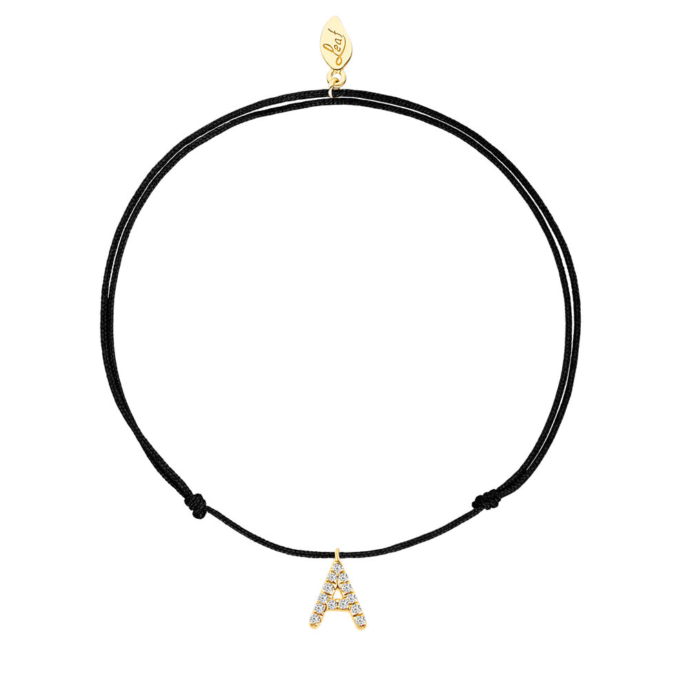 Herren Armband mit Letter Charm, 14 Karat Gelbgold mit Diamanten