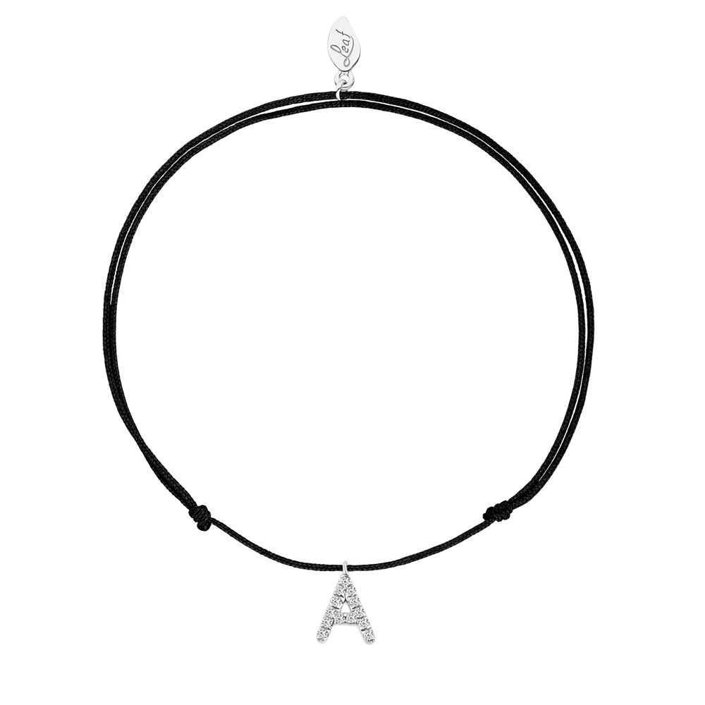 Herren Armband mit Letter Charm, 14 Karat Weigold mit Diamanten