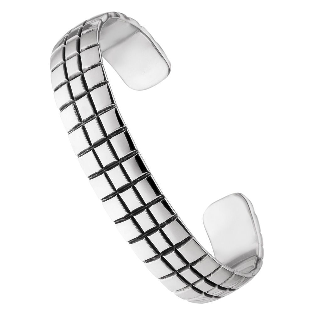 Herrenarmreif CHECKERED, 925 Sterlingsilber