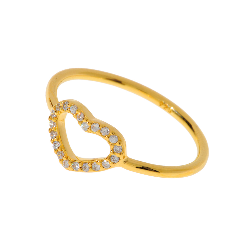 Herz Ring Mit Zirkonia Steinen 18 K Gelbgold Vergoldet Leaf Jewelry