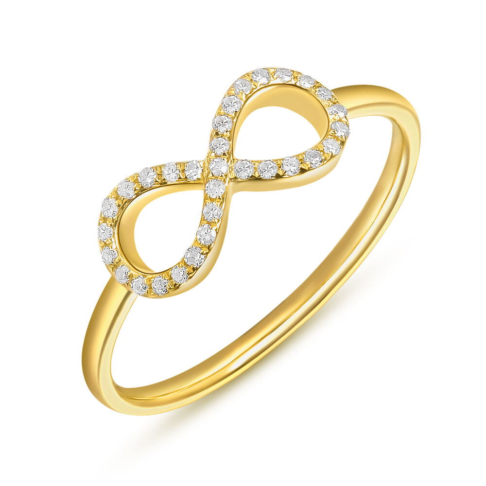 Infinityring mit Diamanten, 18 Karat Gelbgold