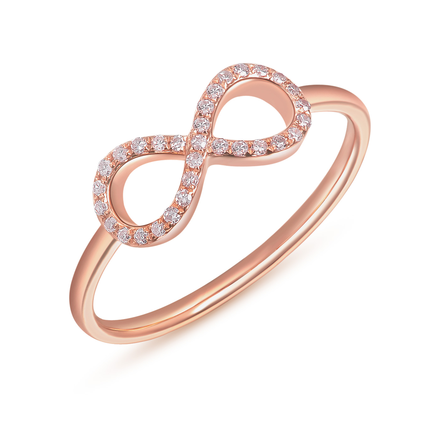 Infinityring mit Diamanten, 18K Rose Gold