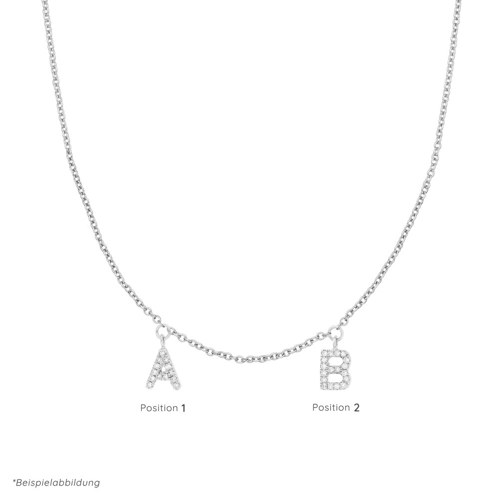 Initialen-Halskette mit 2 Anhngern, 45 cm, 14 Karat Weigold