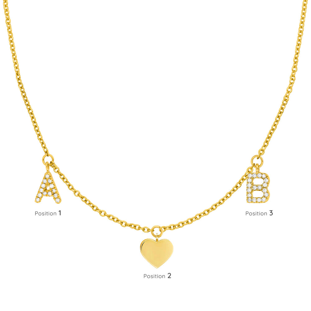 Initialen-Halskette mit 2 Buchstaben & Wunschanh�nger, 14 Karat Gelbgold
