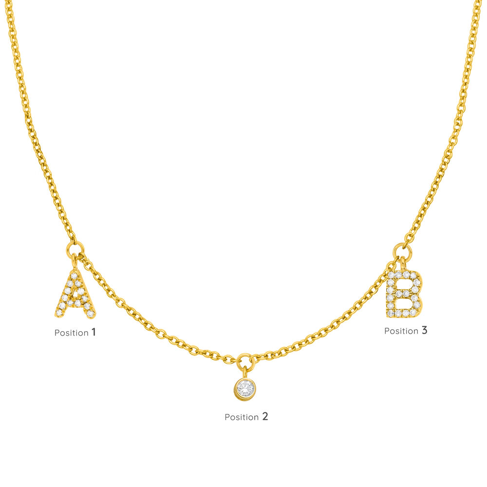 Initialen-Halskette mit 2 Buchstaben & Wunschanh�nger, 14 Karat Gelbgold