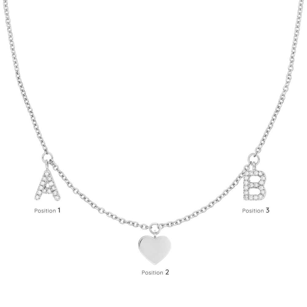 Initialen-Halskette mit 2 Buchstaben & Wunschanh�nger, 14 Karat Wei�gold