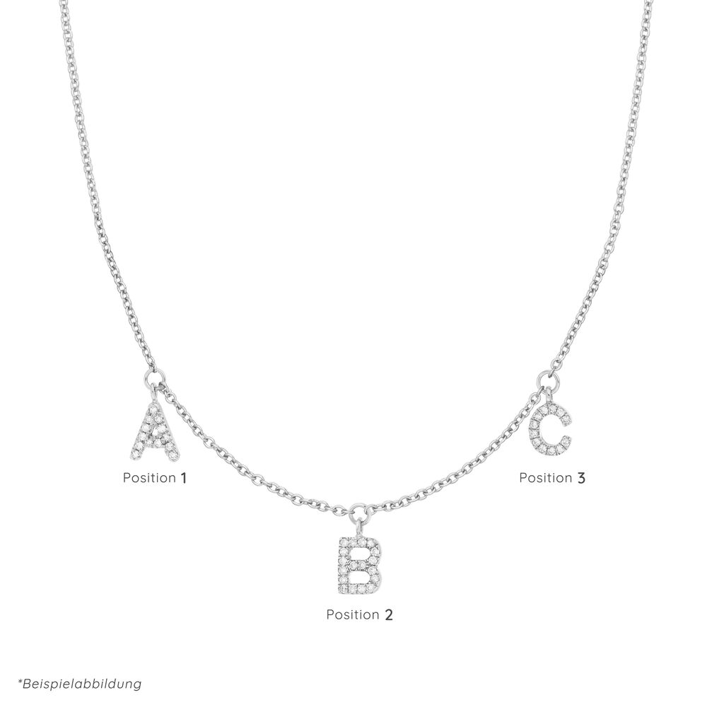 Initialen-Halskette mit 3 Anhngern, 45 cm, 14 Karat Weigold