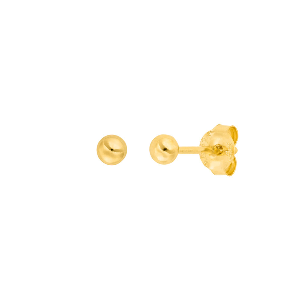 Kugelstecker Mini, 3 mm, 18 Karat Gelbgold vergoldet