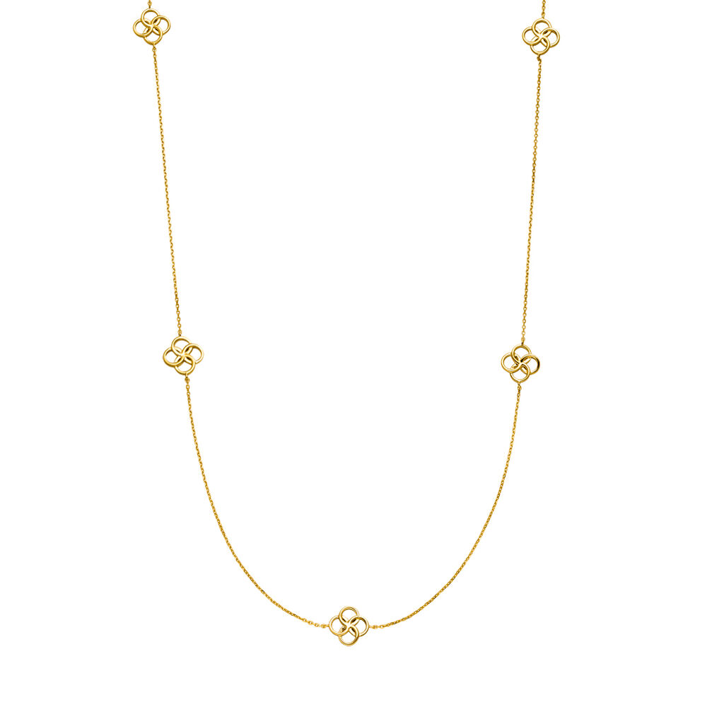 Lange Halskette Clover Charm, 18 Karat Gelbgold vergoldet