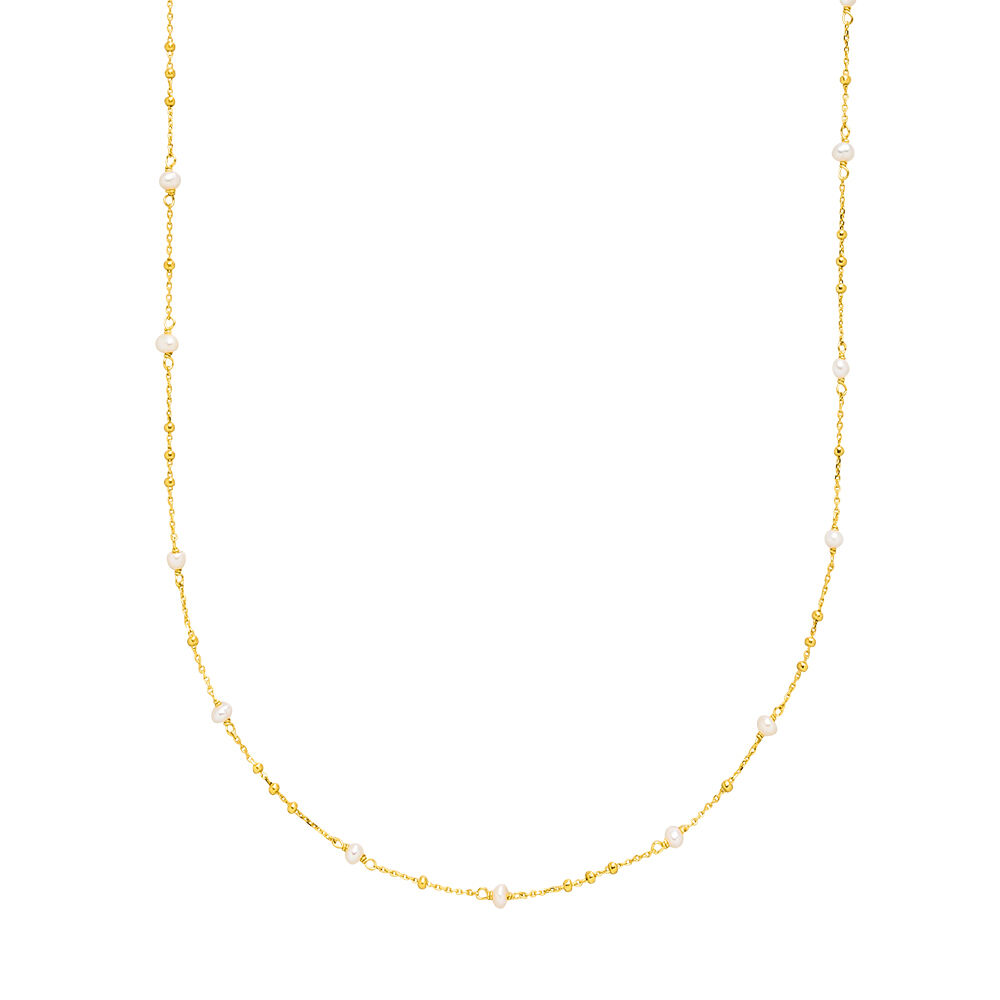 Lange Halskette Flying Gems, Perle, 90cm, 18 Karat Gelbgold vergoldet