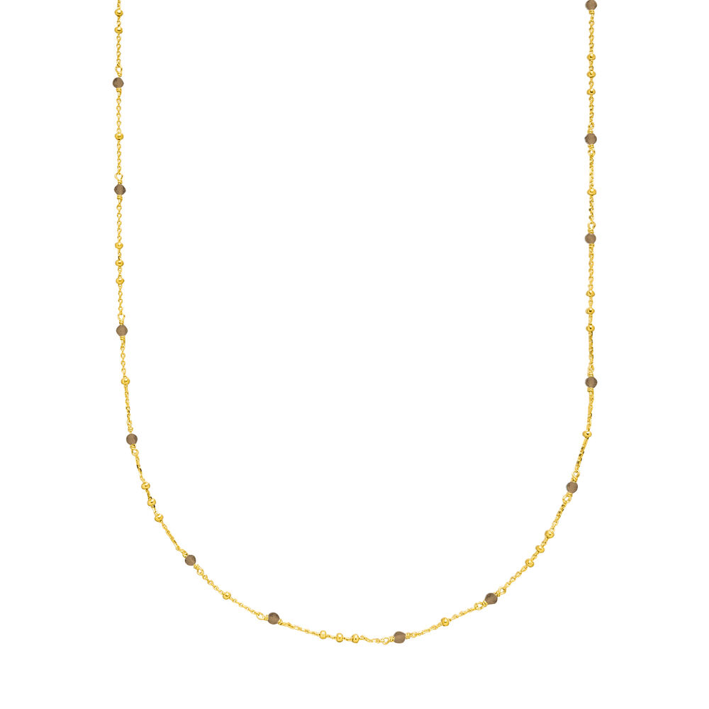 Lange Halskette Flying Gems, Rauchquarz, 90cm, 18 Karat Gelbgold vergoldet Lange Halskette Flying Gems, Rauchquarz, 90cm, 18 Karat Gelbgold vergoldet