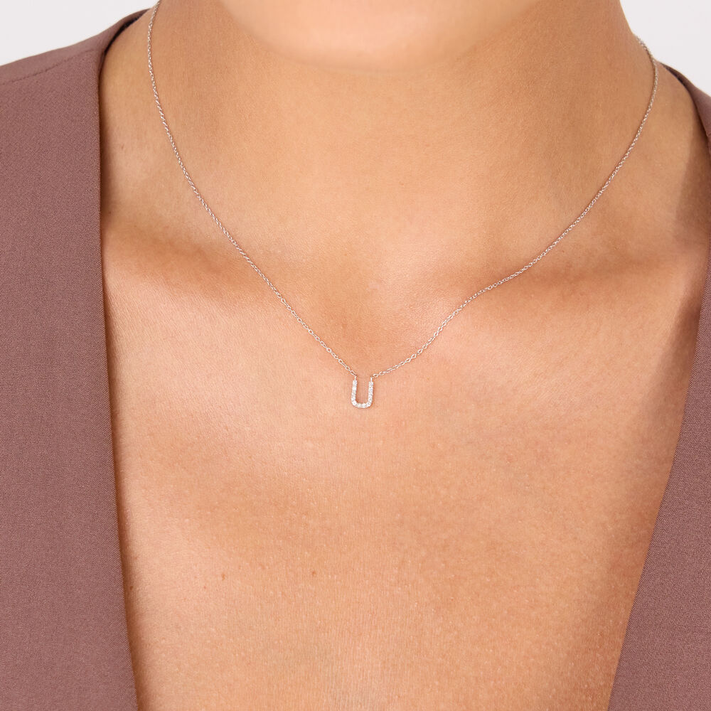 Halskette Letter U, 14 K Rosegold mit Diamanten Bild 3