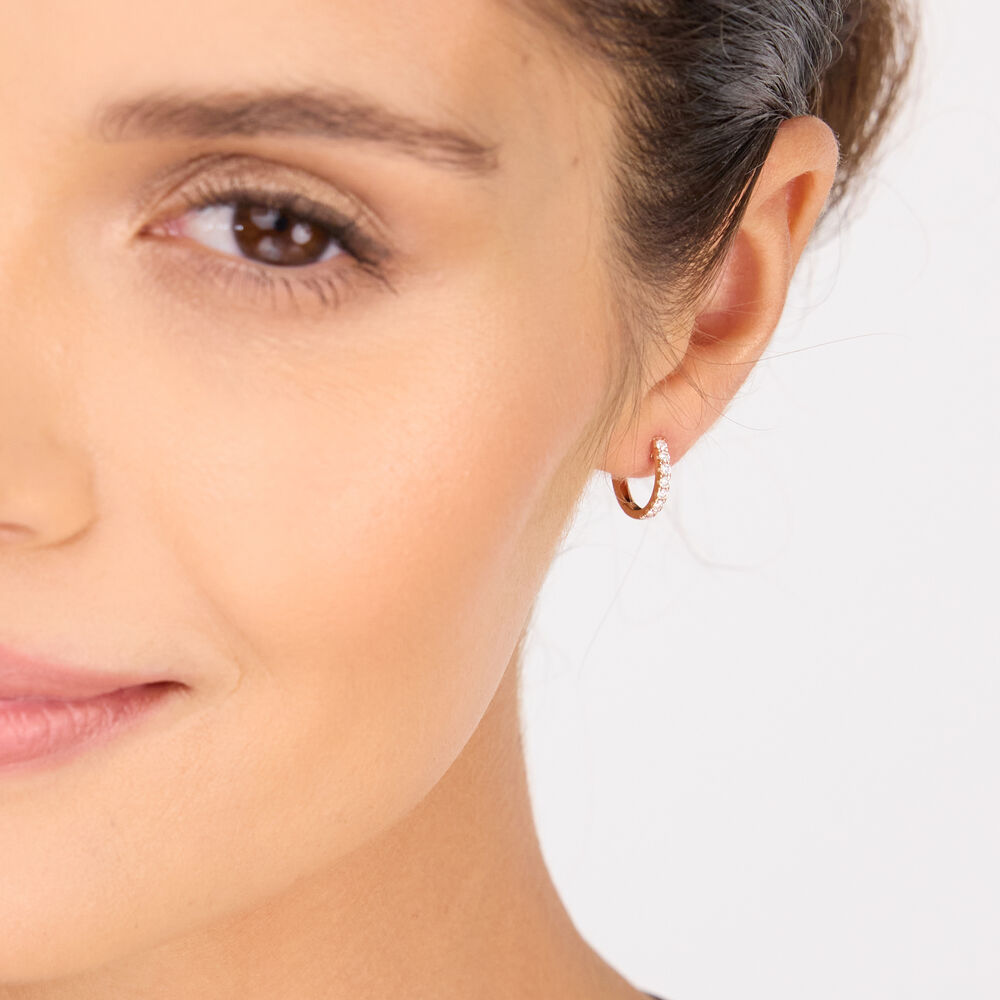 Creole mit Diamanten, 18 Karat Rosegold Bild 2