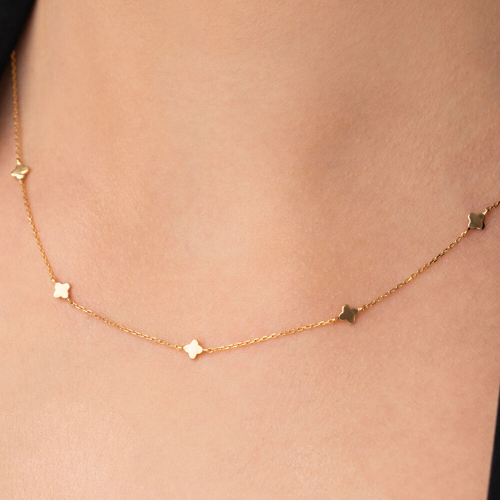 Halskette MINI Clover, 14 Karat Gelbgold Bild 4