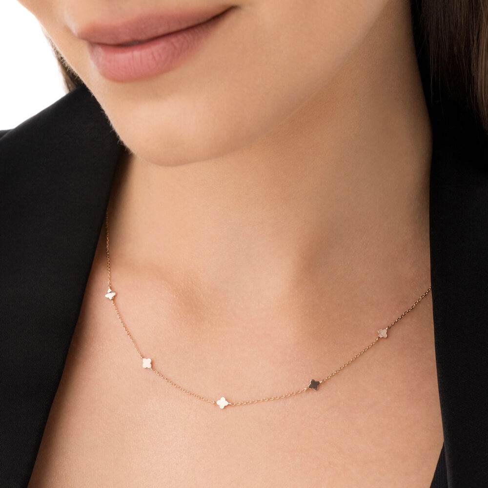 Halskette MINI Clover, 14 Karat Rosegold Bild 2