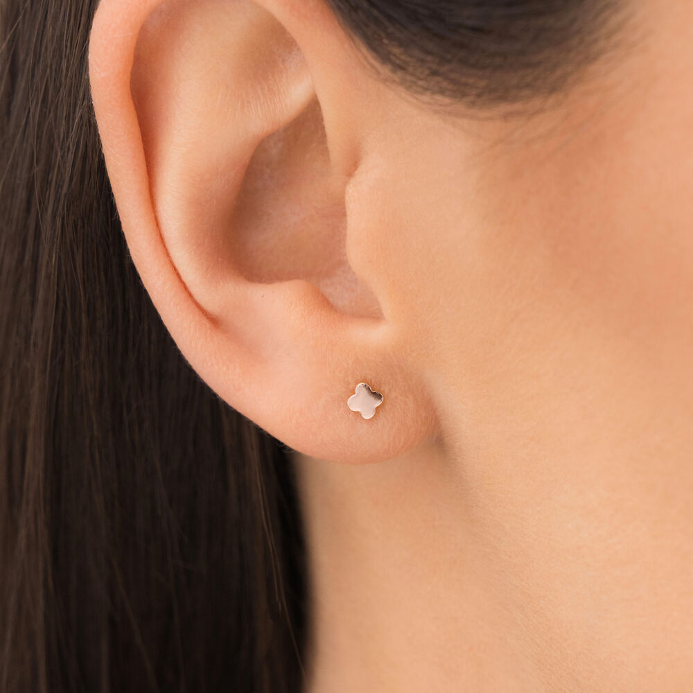 Ohrstecker MINI Clover, 14 Karat Rosegold Bild 2