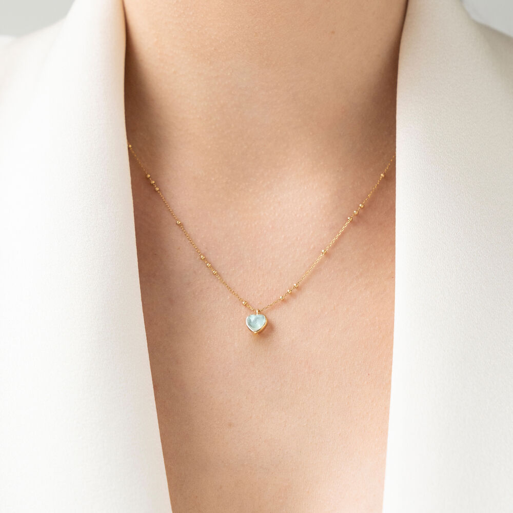 Halskette VALENTINE, Aqua Chalzedon, 18 Karat Rosegold vergoldet Bild 3